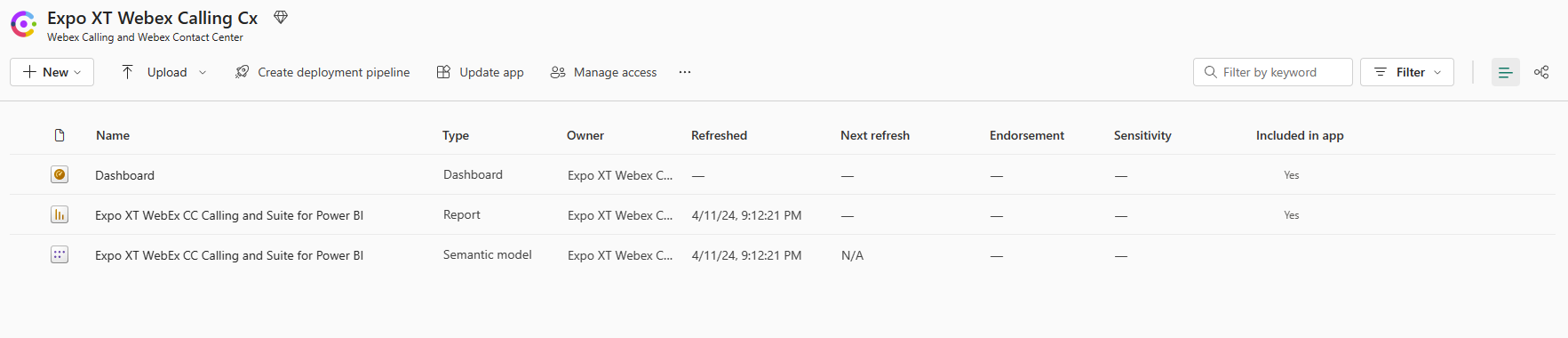 expo xt screenshot showing Manage Access options for Webex Calling