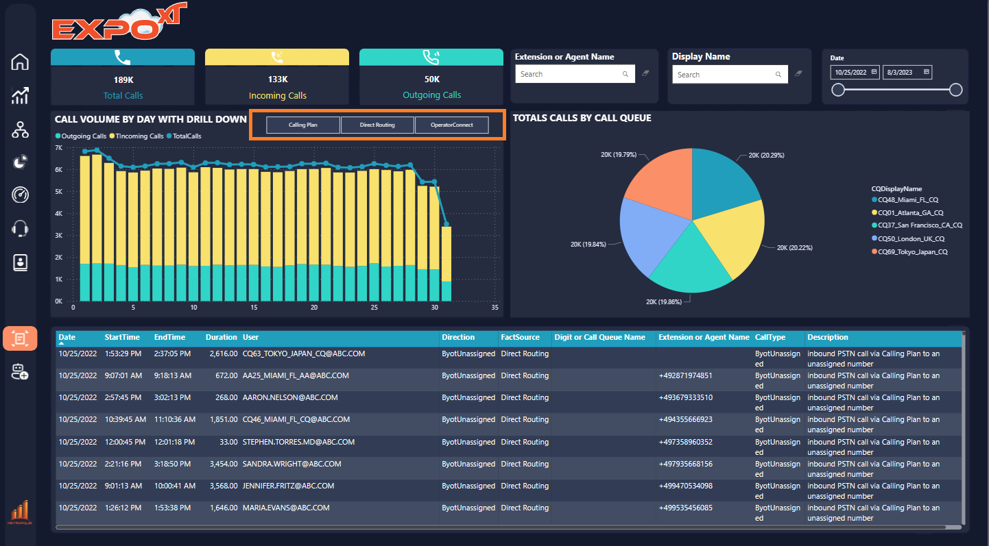 expo xt screenshot highlighting the tabs for connectivity filters