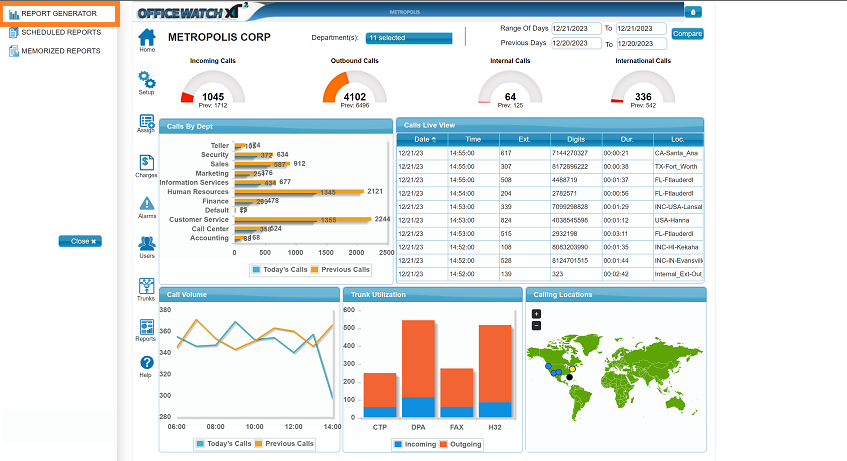 screenshot showing XT2 report generator screen for cdr records