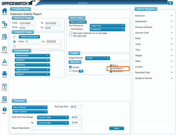 screenshot showing XT2 dashboard for call reporting