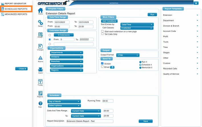 screenshot showing XT2 dashboard for call reporting