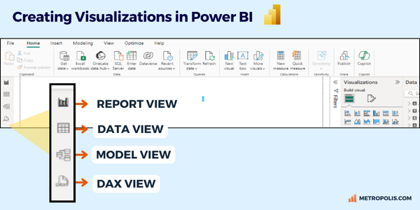 screenshot of Power BI power query highlighting the icons for view options