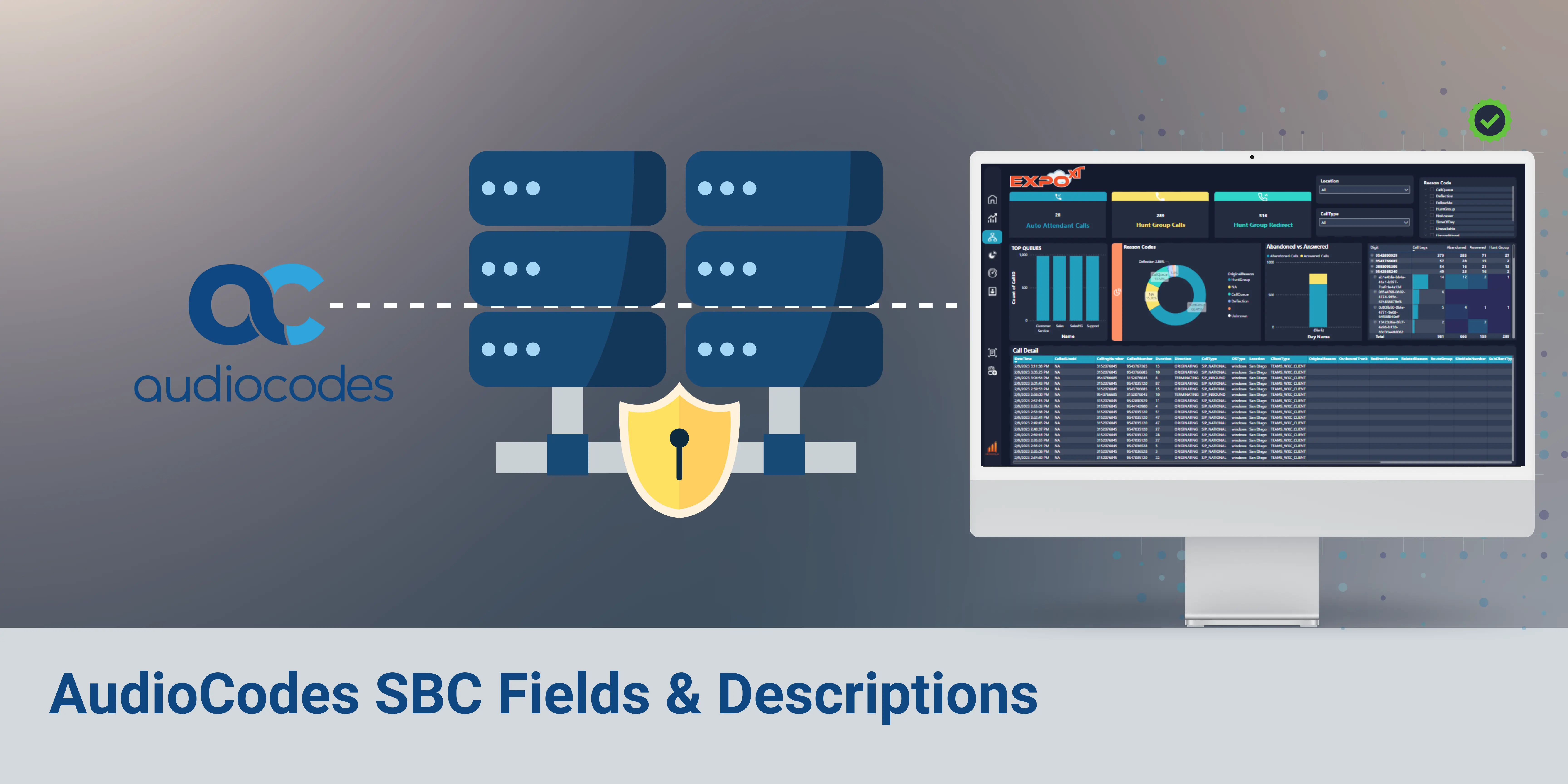 banner image of tables for AudioCodes SBC ARM CDR Fields in blue