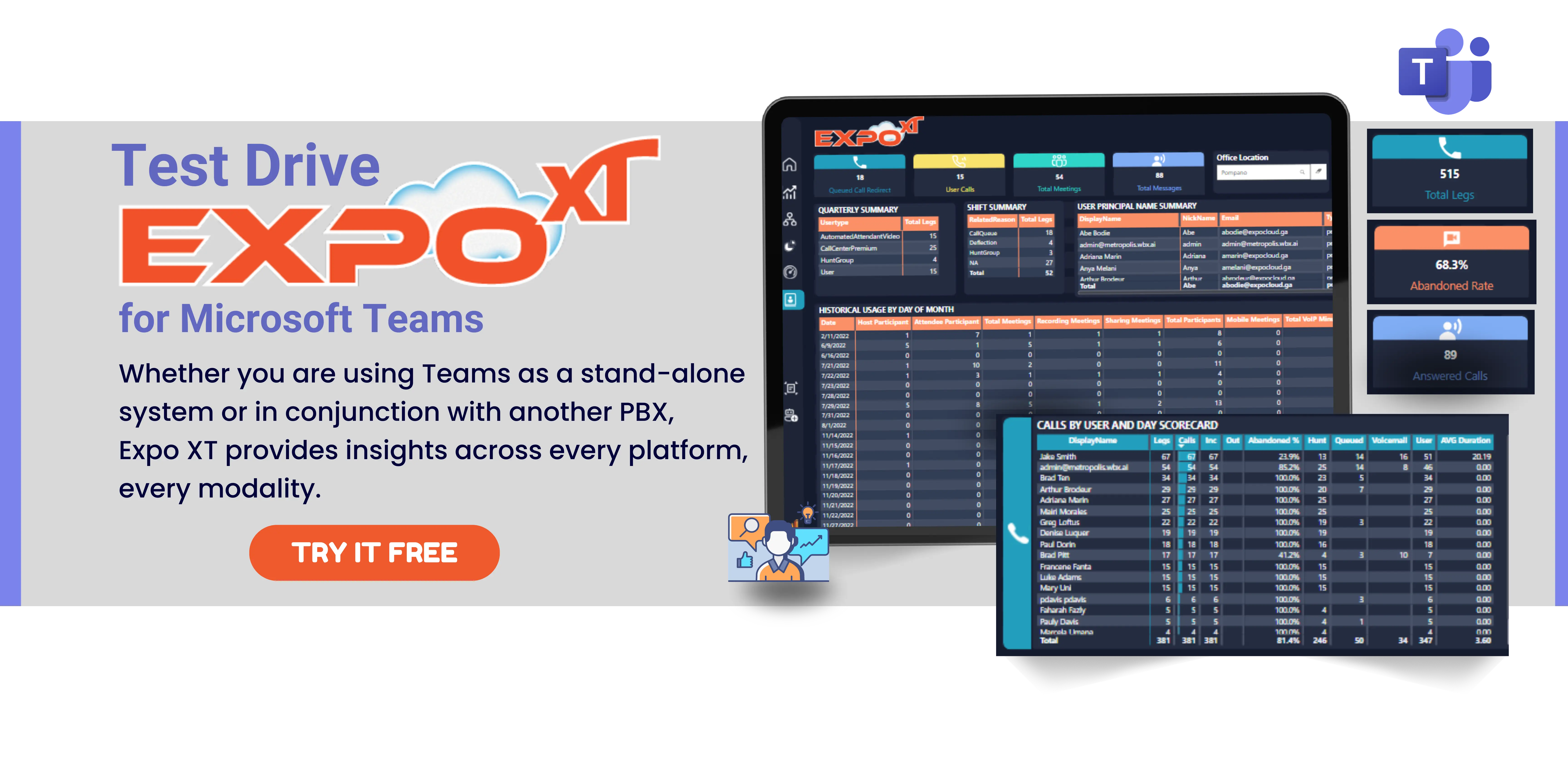 cta banner with screenshot of Expo XT Analytics for Teams Phone