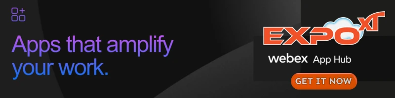 Expo XT logo transposed on Webex App Hub background