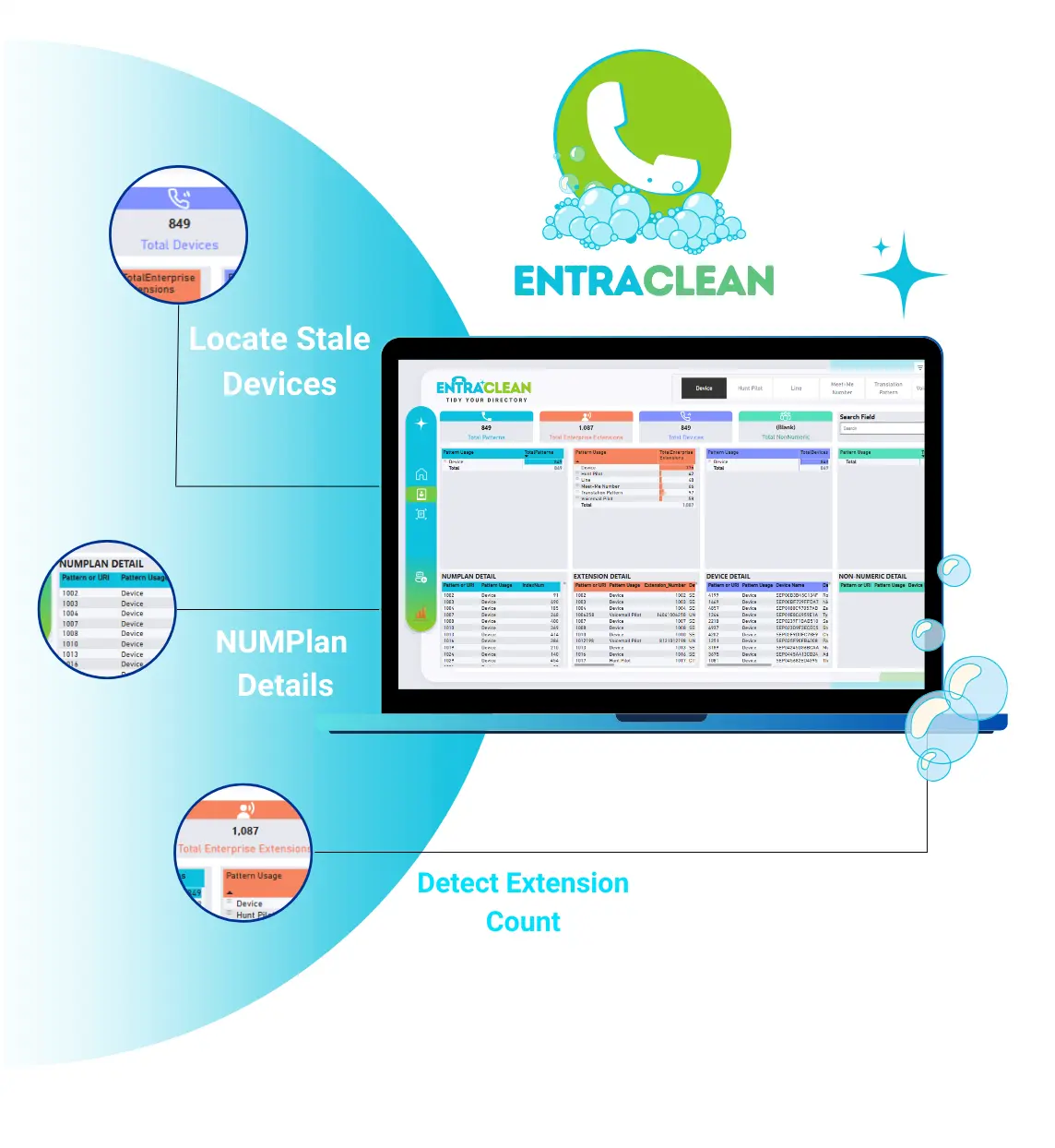 circle image of EntraClean screenshot, showing orphaned device location